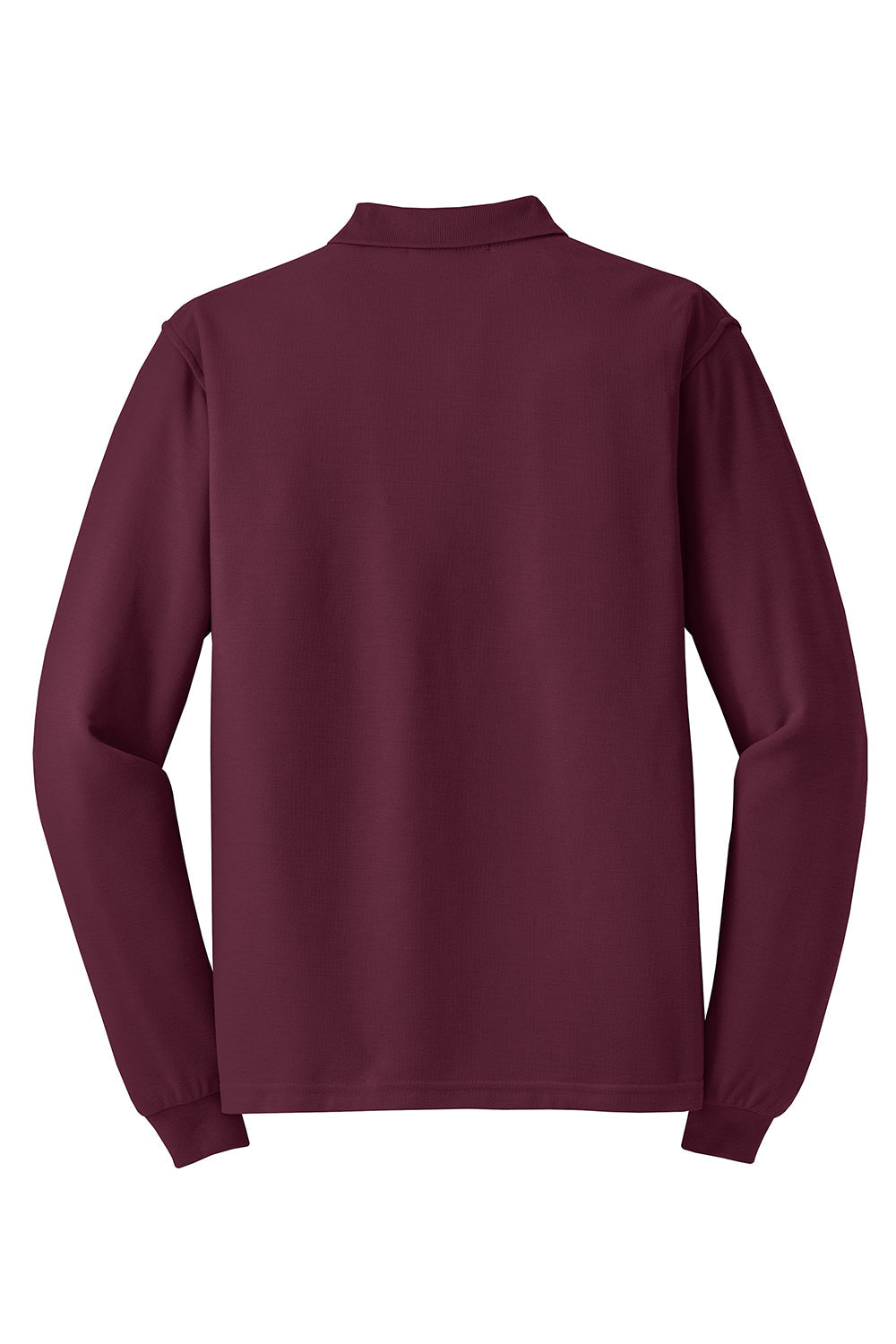 Mens Silk Touch Wrinkle Resistant Long Sleeve Polo Shirt - Burgundy