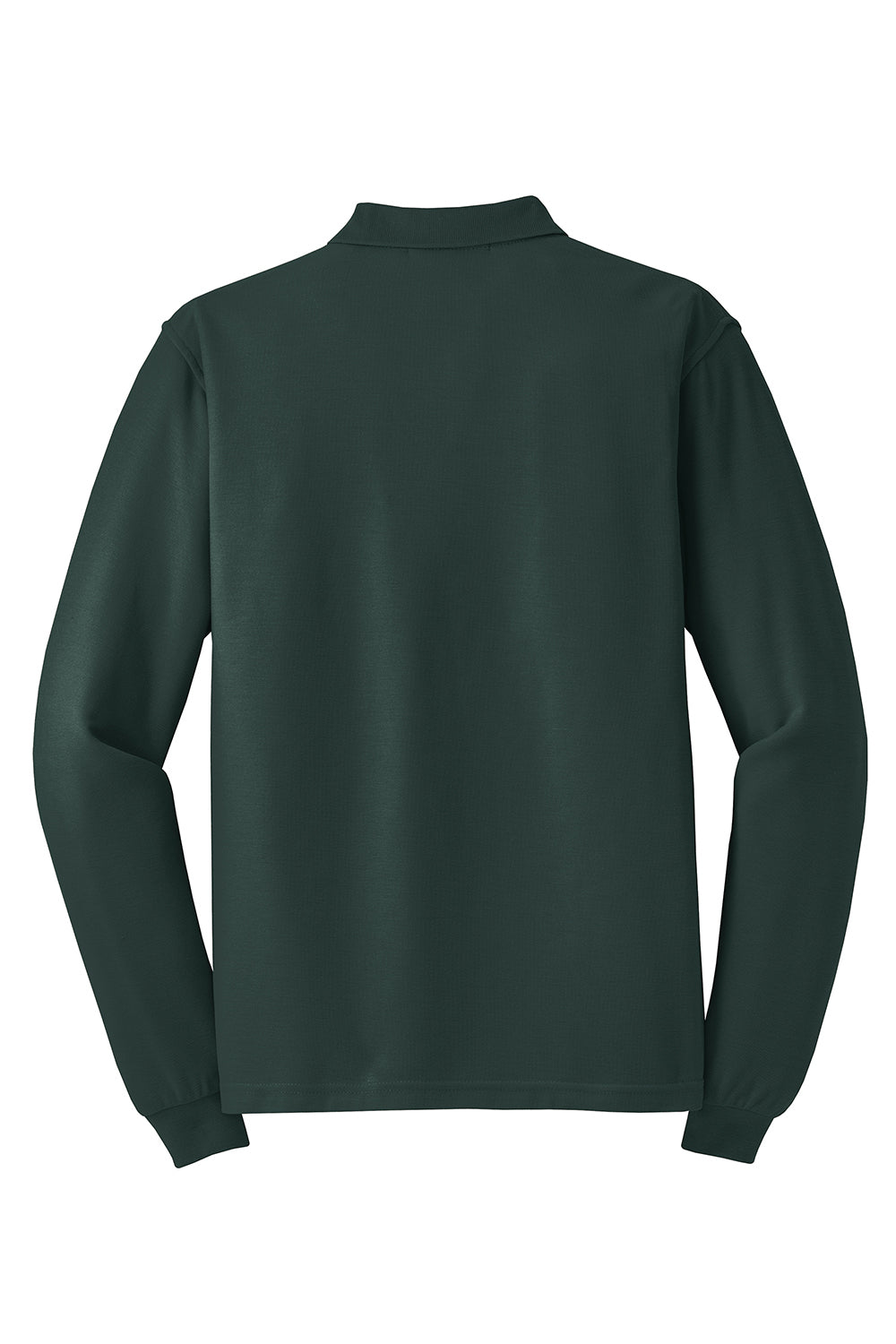 Mens Silk Touch Wrinkle Resistant Long Sleeve Polo Shirt - Dark Green