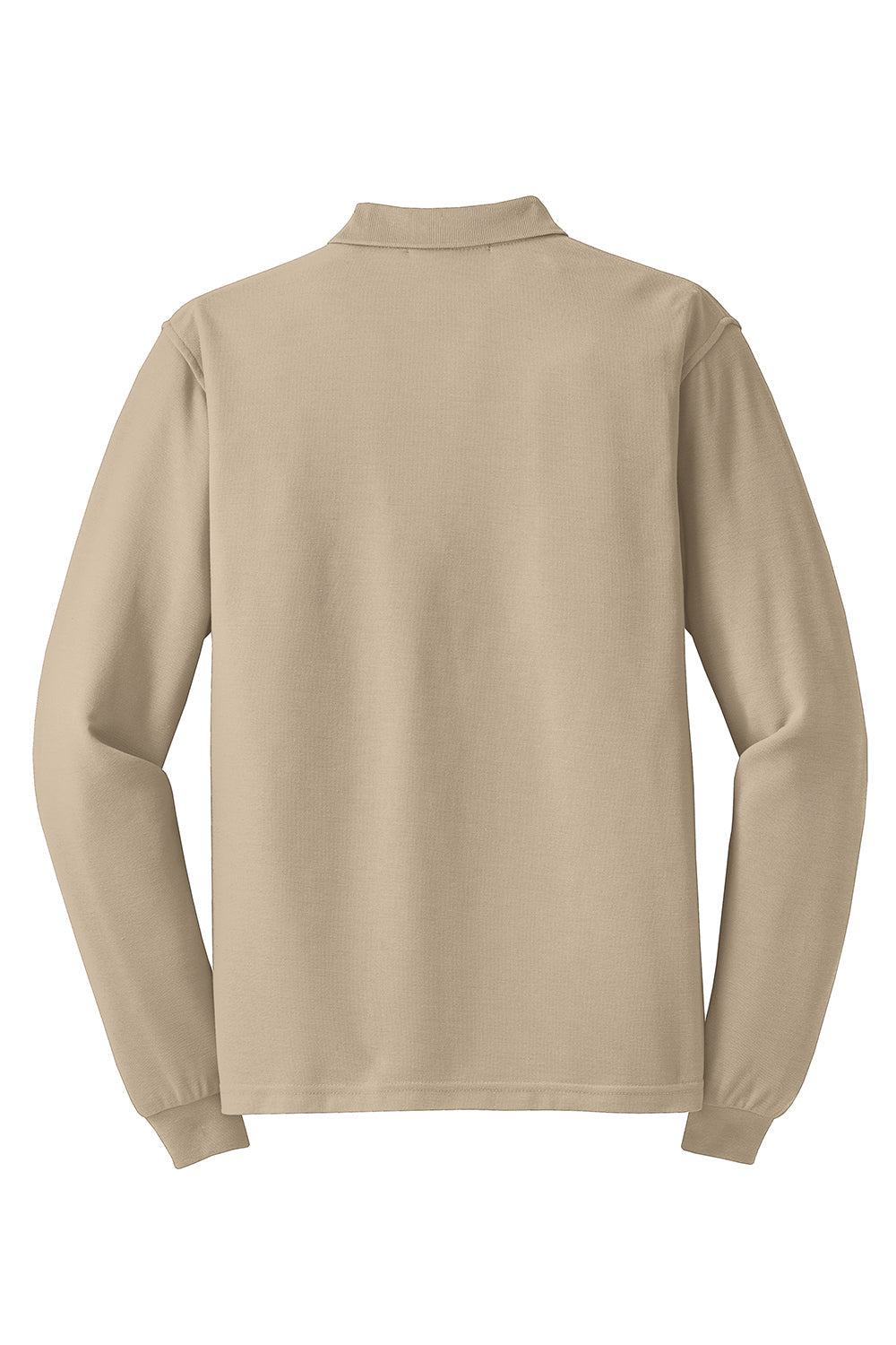 Mens Silk Touch Wrinkle Resistant Long Sleeve Polo Shirt - Stone - Closeout