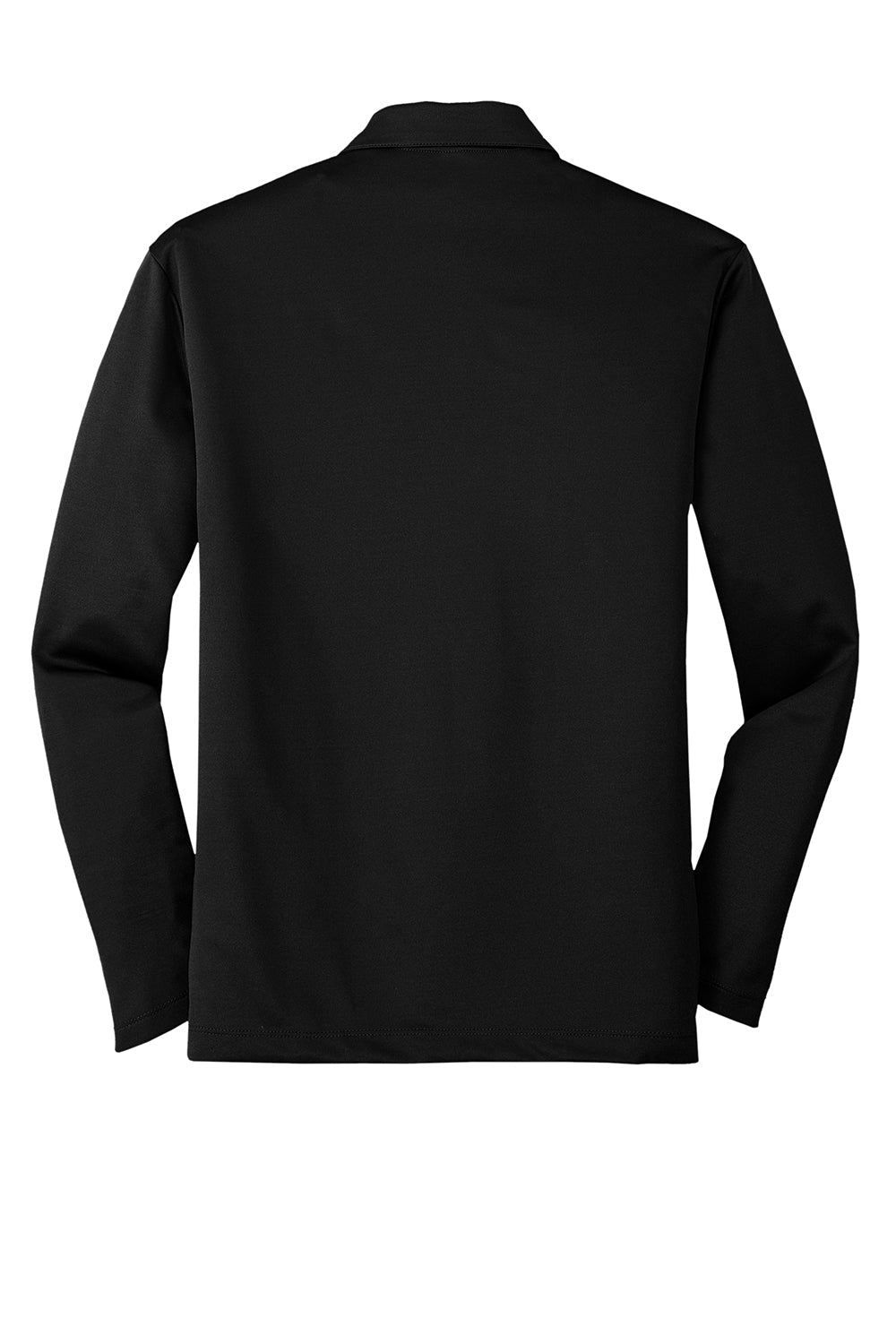 Mens Silk Touch Performance Moisture Wicking Long Sleeve Polo Shirt - Black