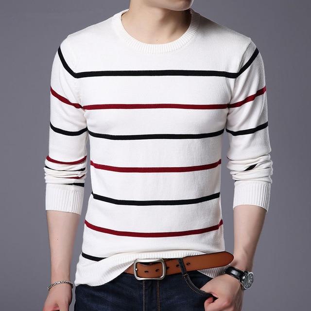 Pullover Men Brand Clothing Autumn Winter Wool Slim fit