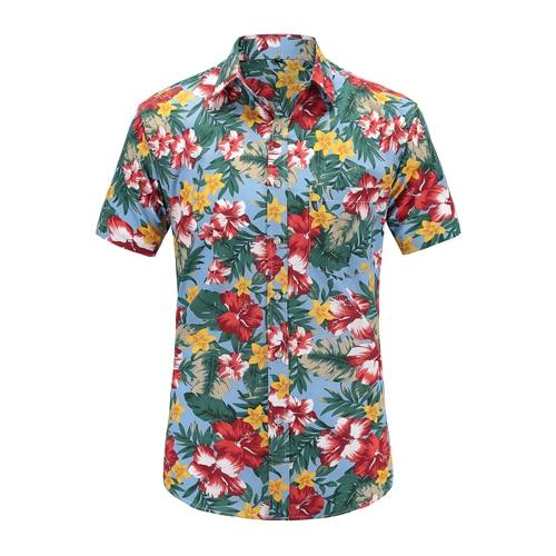 New Arrival Men Fashion Brand Summer Leaves Flower Print Loose