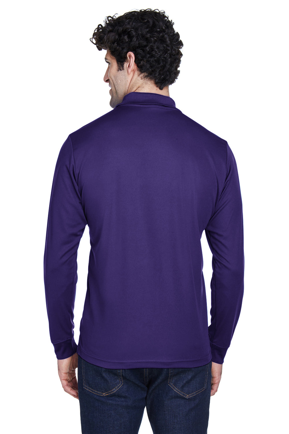 Core 365 Mens Pinnacle Performance Moisture Wicking Long Sleeve Polo Shirt - Campus Purple