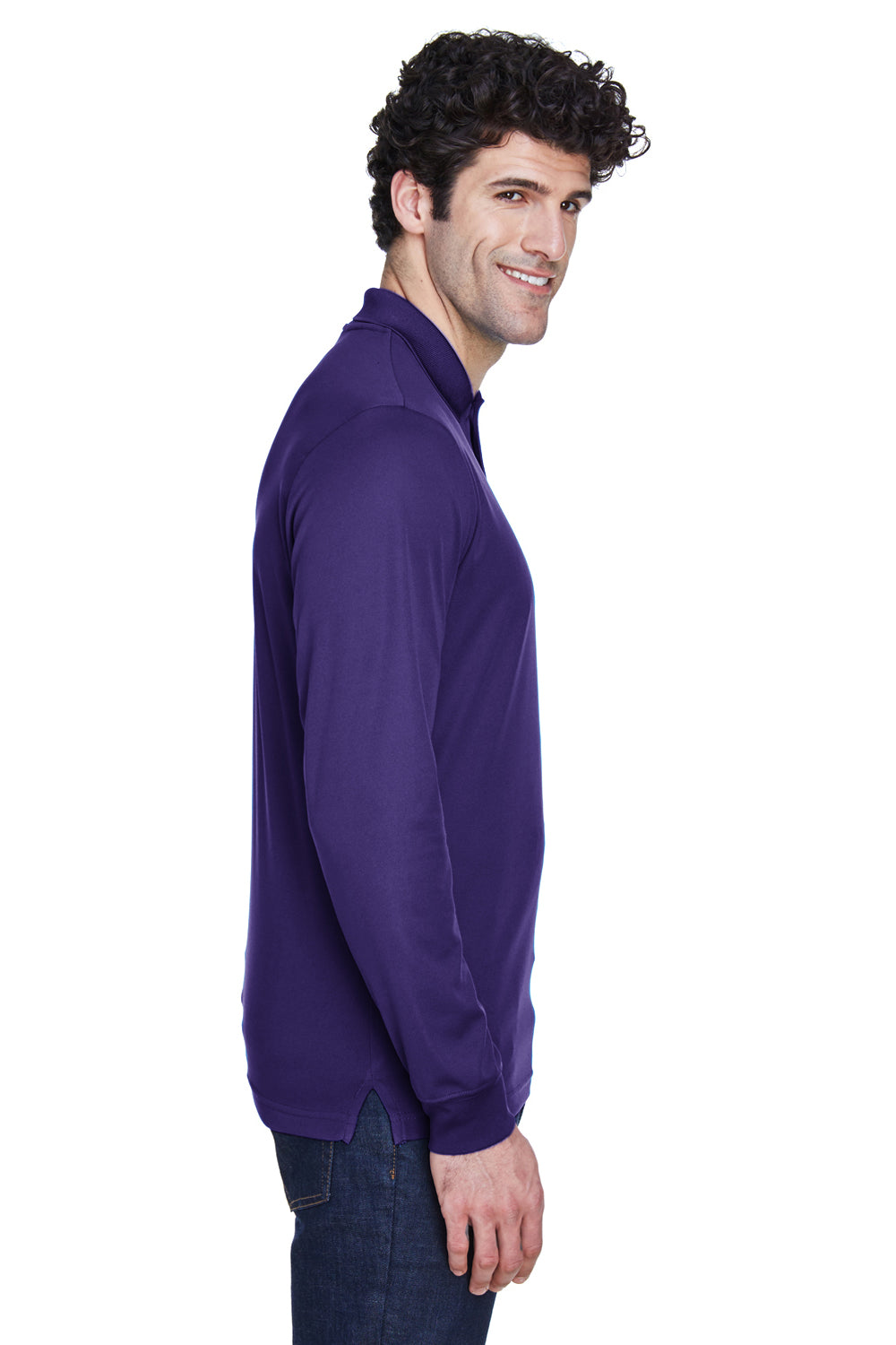 Core 365 Mens Pinnacle Performance Moisture Wicking Long Sleeve Polo Shirt - Campus Purple