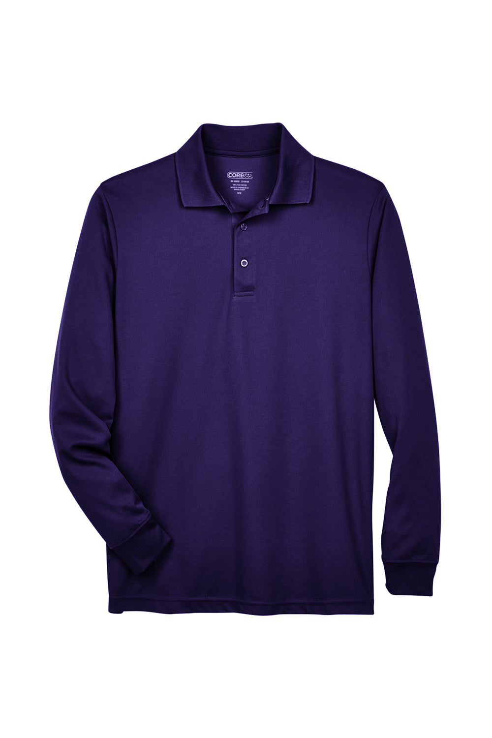 Core 365 Mens Pinnacle Performance Moisture Wicking Long Sleeve Polo Shirt - Campus Purple