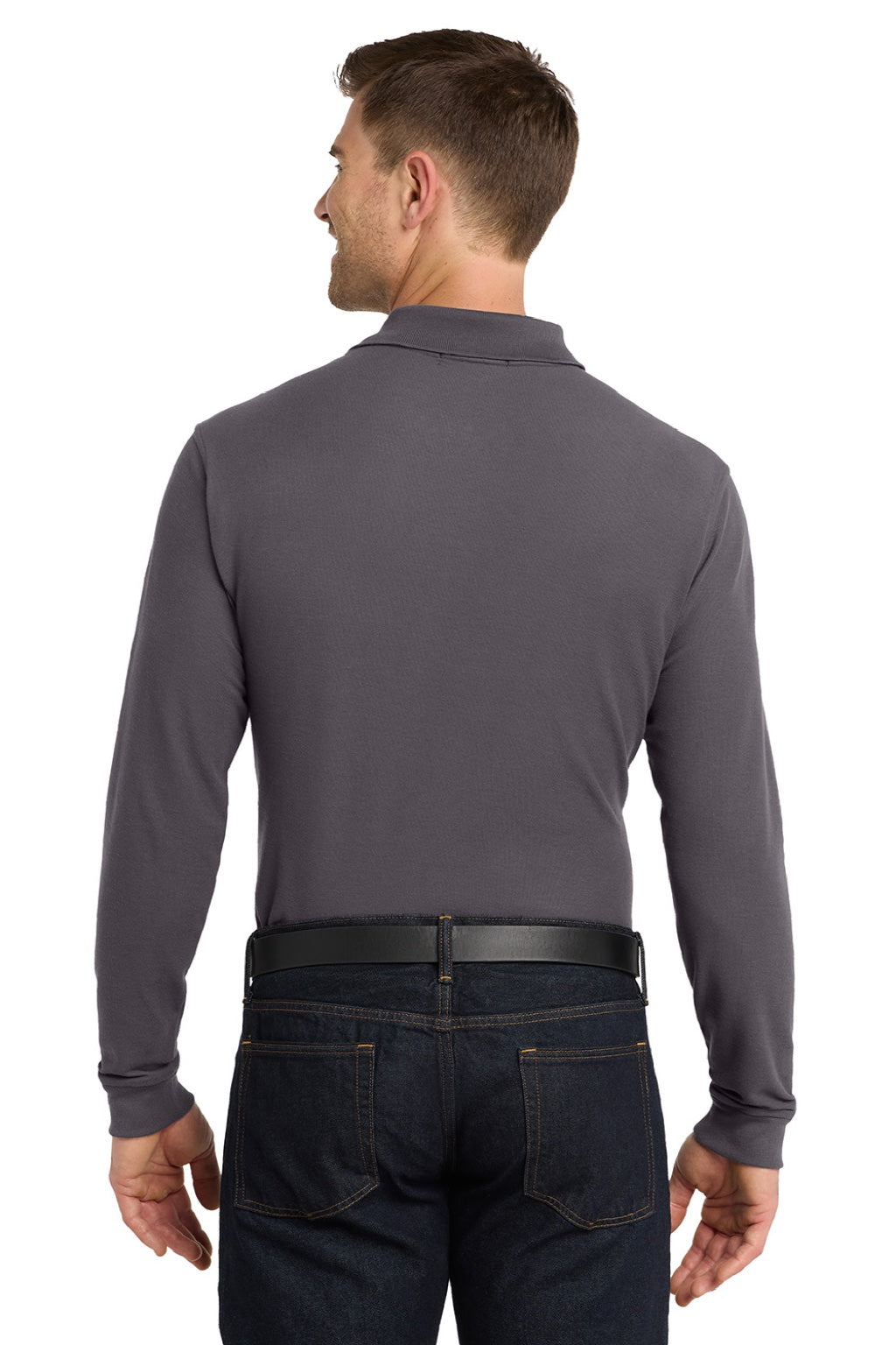Mens Core Classic Long Sleeve Polo Shirt - Graphite Grey