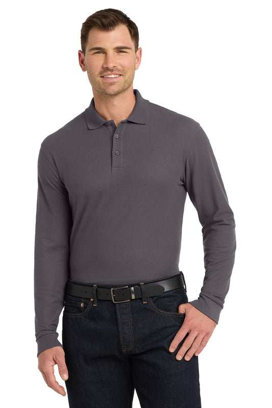 Mens Core Classic Long Sleeve Polo Shirt - Graphite Grey