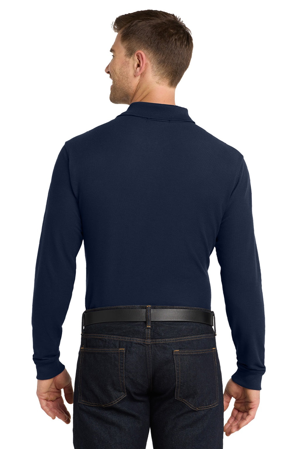 Mens Core Classic Long Sleeve Polo Shirt - River Navy Blue