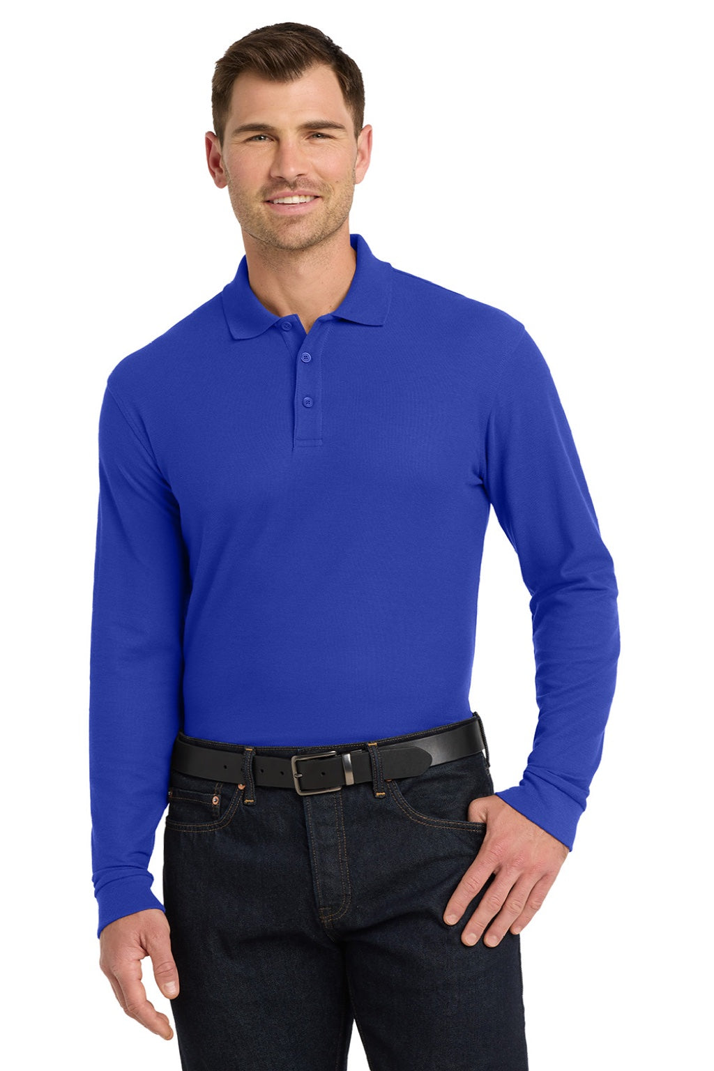 Mens Core Classic Long Sleeve Polo Shirt - True Royal Blue