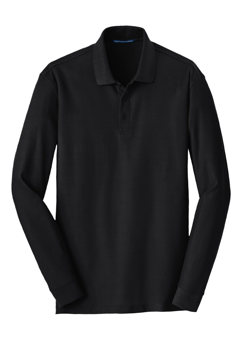 Mens Core Classic Long Sleeve Polo Shirt - Deep Black