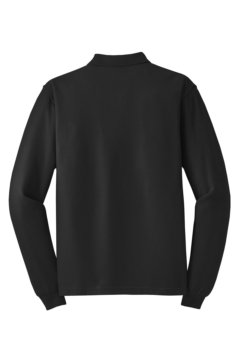 Mens Silk Touch Wrinkle Resistant Long Sleeve Polo Shirt - Black