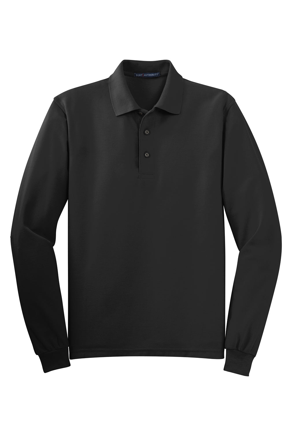 Mens Silk Touch Wrinkle Resistant Long Sleeve Polo Shirt - Black