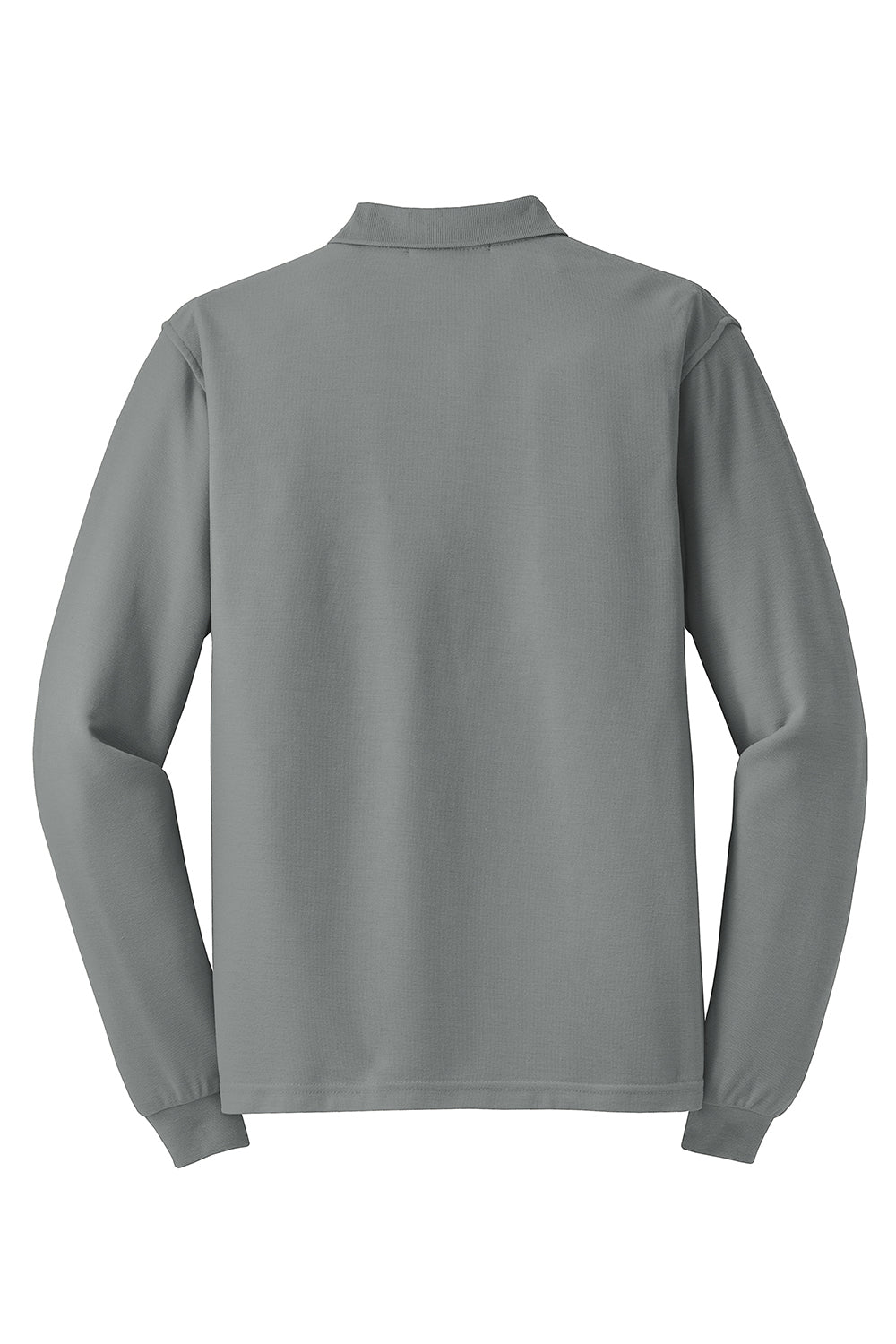 Mens Silk Touch Wrinkle Resistant Long Sleeve Polo Shirt - Cool Grey