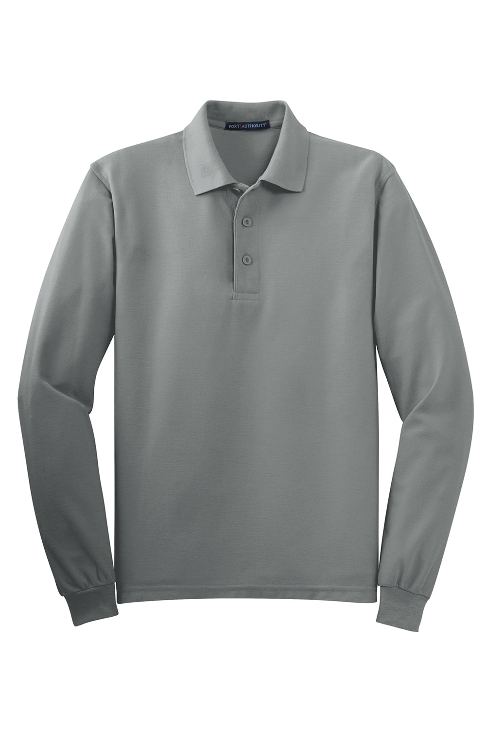 Mens Silk Touch Wrinkle Resistant Long Sleeve Polo Shirt - Cool Grey