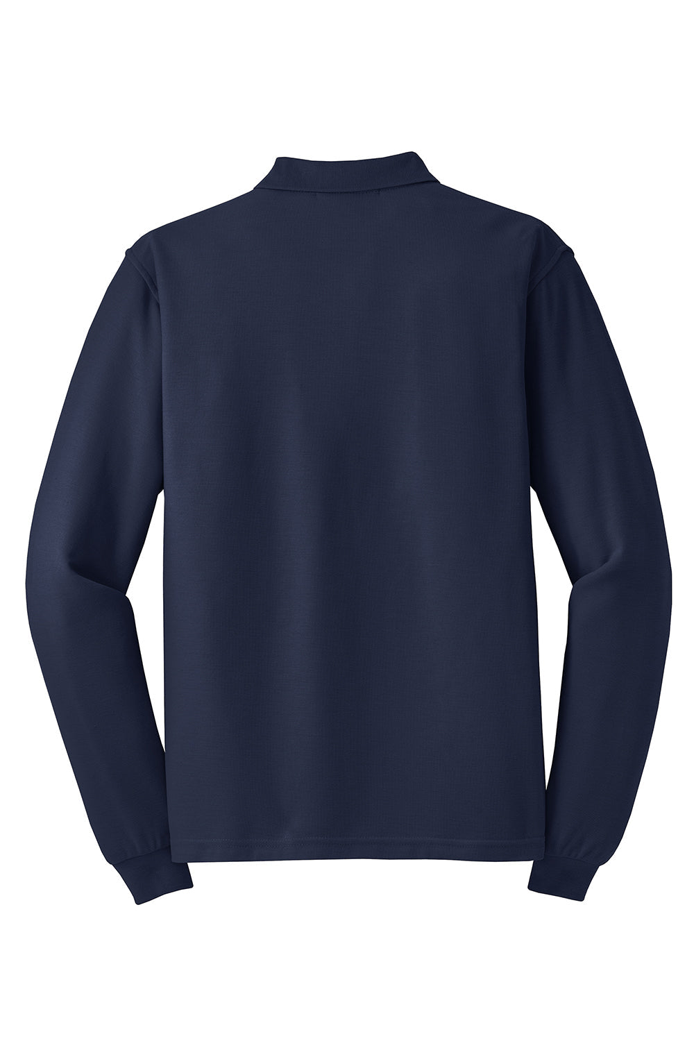 Mens Silk Touch Wrinkle Resistant Long Sleeve Polo Shirt - Navy Blue