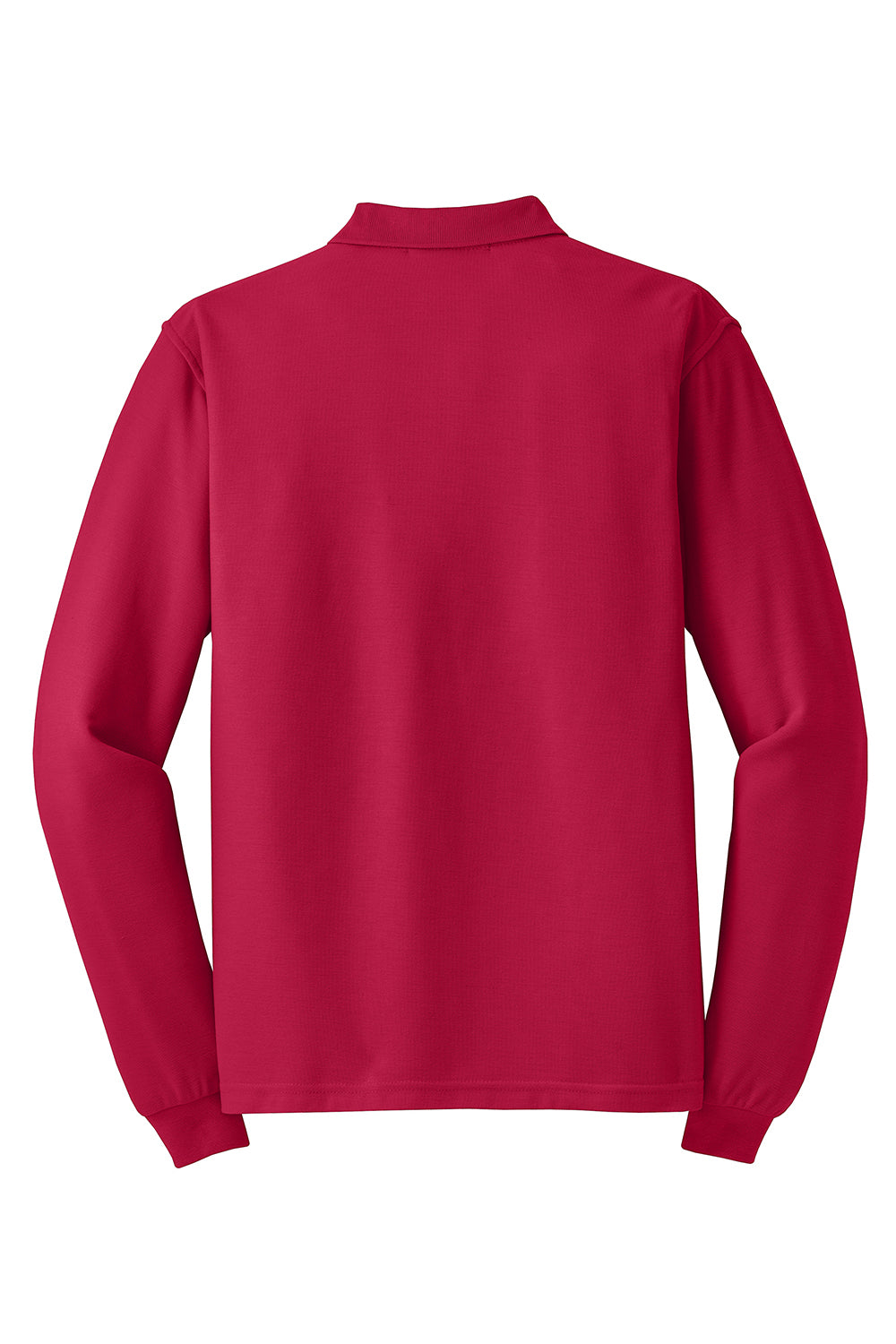 Mens Silk Touch Wrinkle Resistant Long Sleeve Polo Shirt - Red