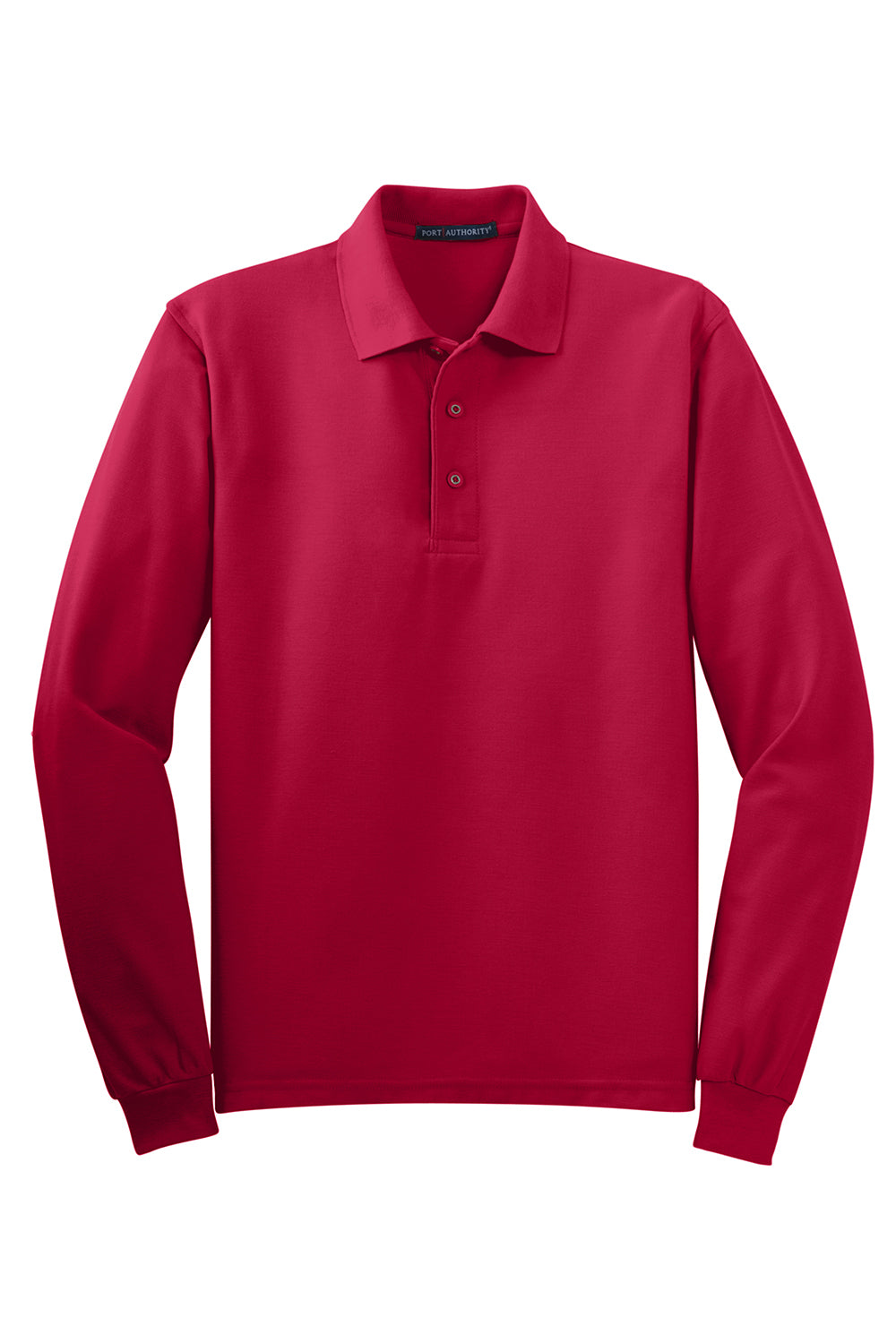 Mens Silk Touch Wrinkle Resistant Long Sleeve Polo Shirt - Red
