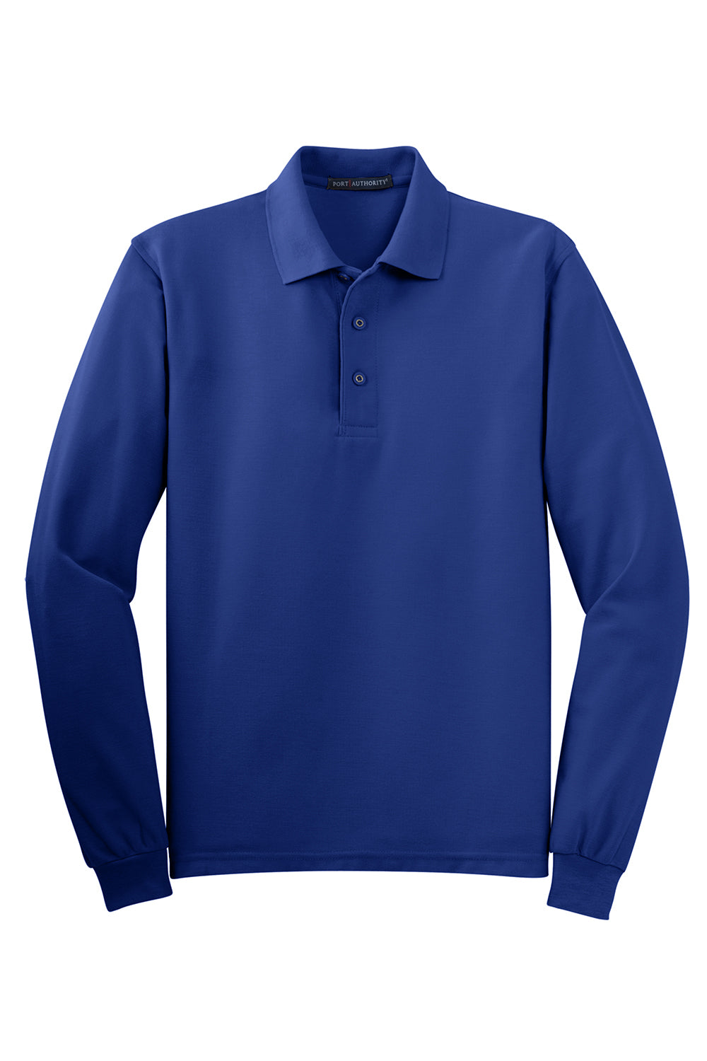 Mens Silk Touch Wrinkle Resistant Long Sleeve Polo Shirt - Royal Blue