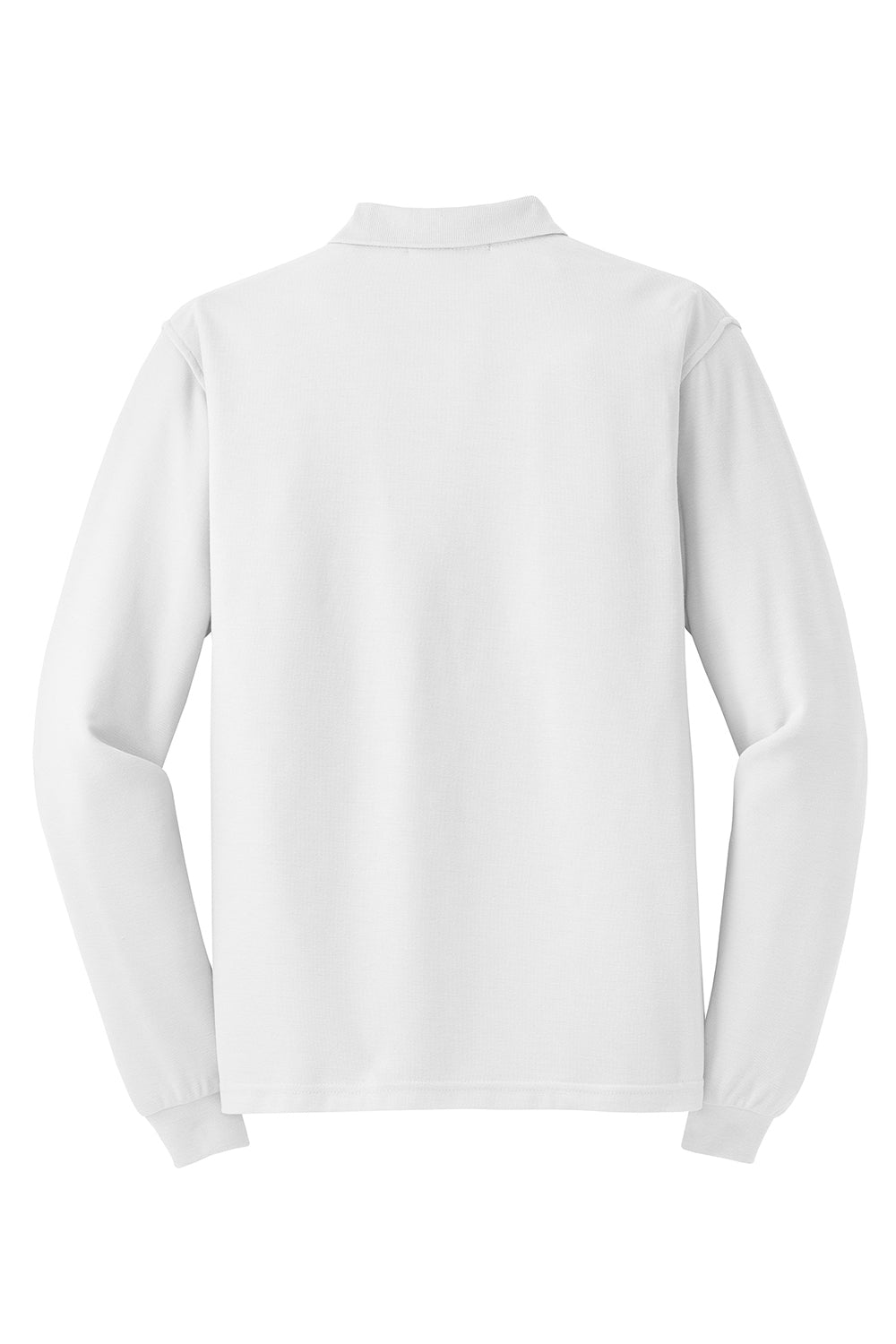 Mens Silk Touch Wrinkle Resistant Long Sleeve Polo Shirt - White