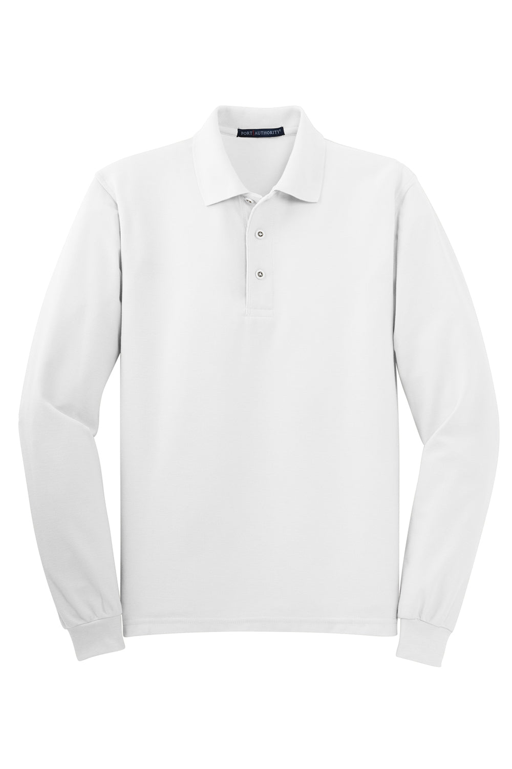 Mens Silk Touch Wrinkle Resistant Long Sleeve Polo Shirt - White