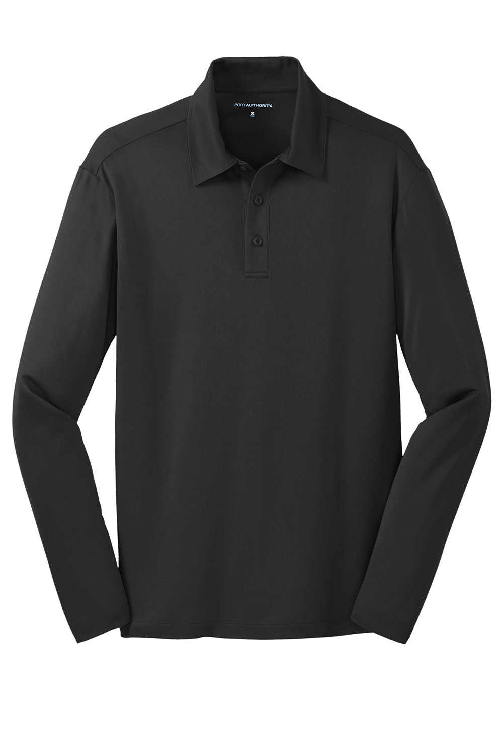 Mens Silk Touch Performance Moisture Wicking Long Sleeve Polo Shirt - Black