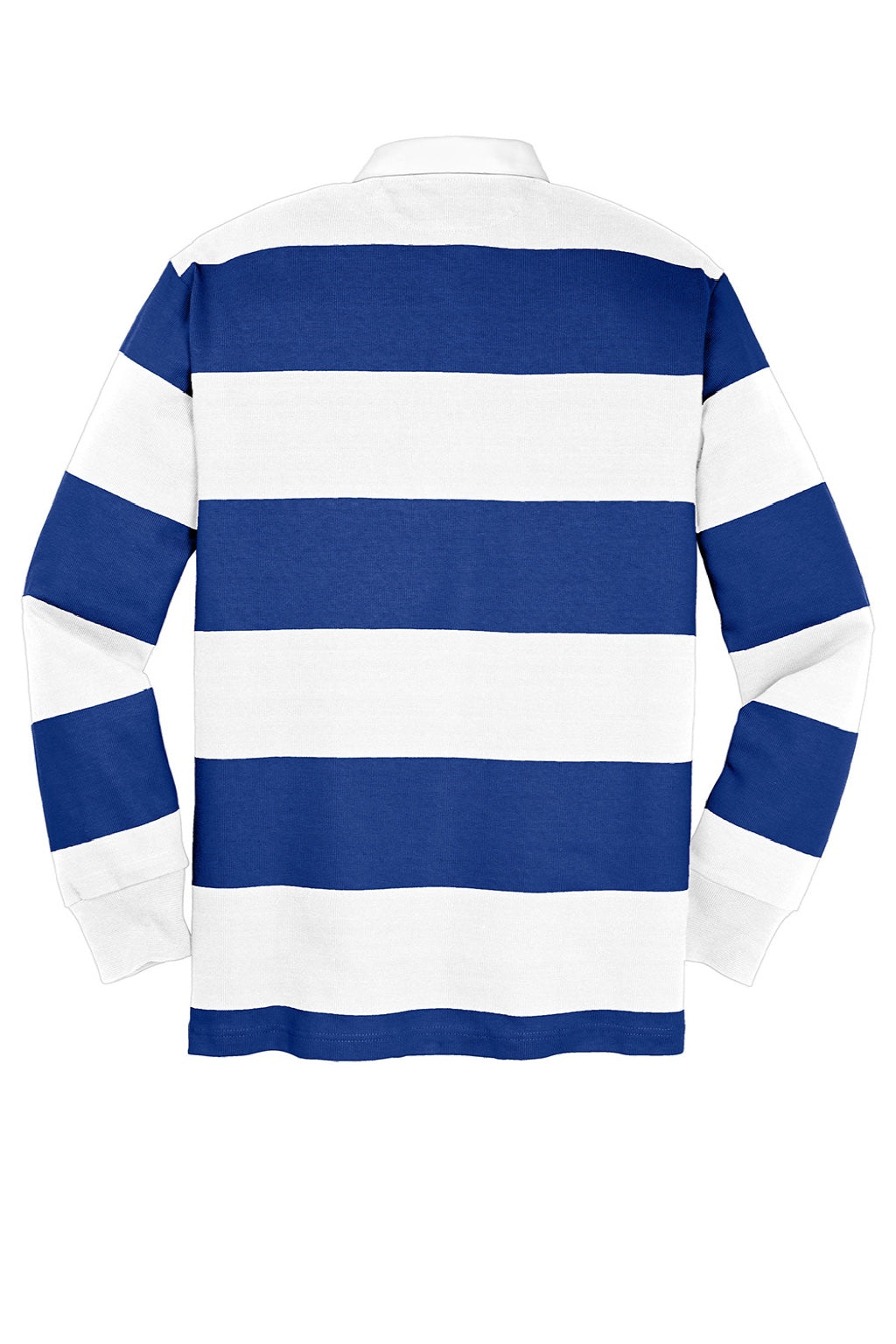 Sport-Tek Mens Classic Rugby Long Sleeve Polo Shirt - True Royal Blue/White