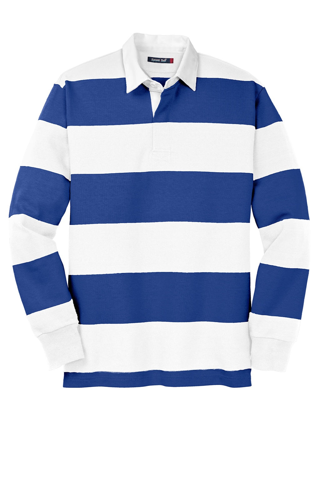 Sport-Tek Mens Classic Rugby Long Sleeve Polo Shirt - True Royal Blue/White