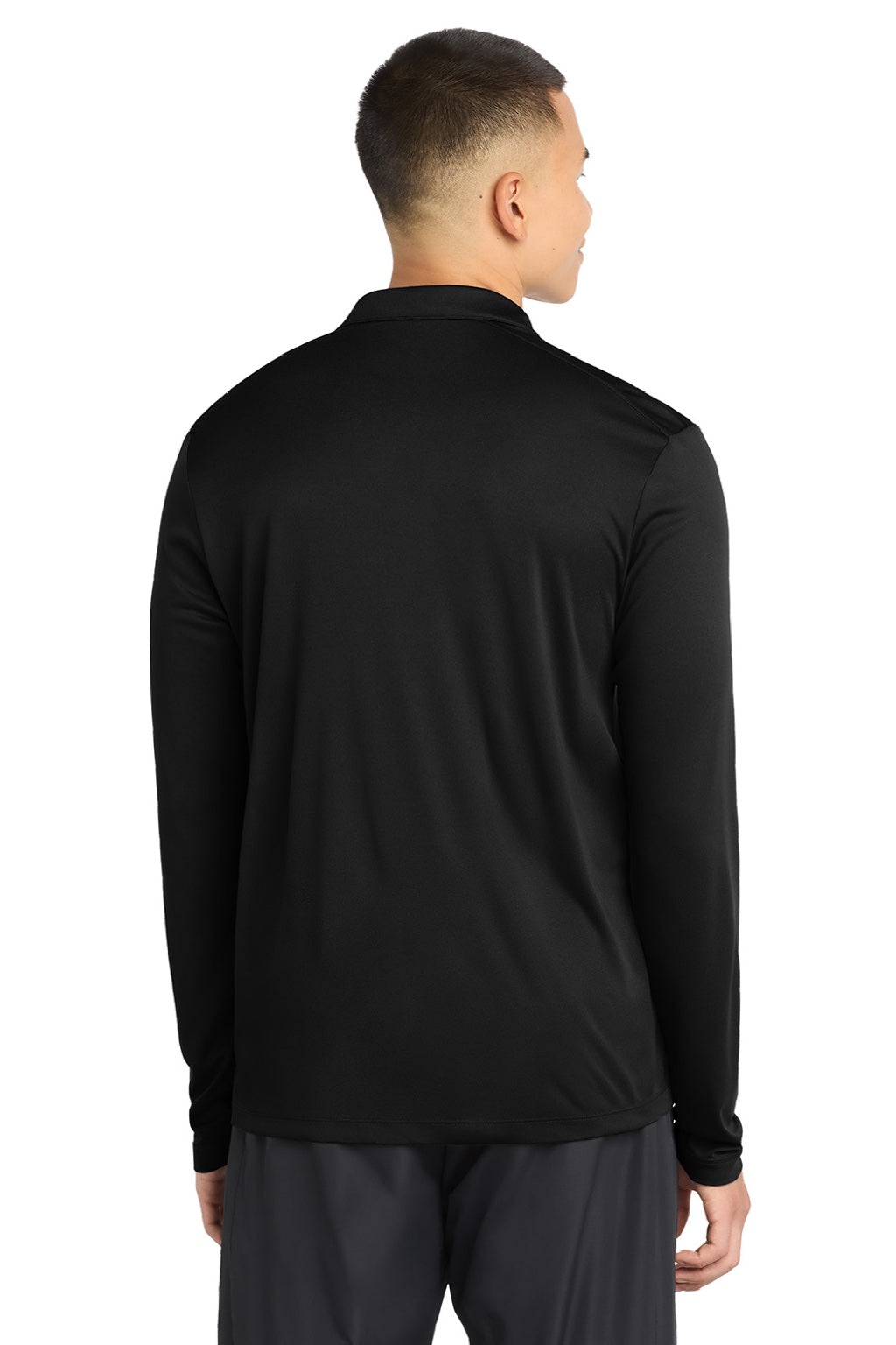 Sport-Tek Mens Moisture Wicking Long Sleeve Polo Shirt - Black