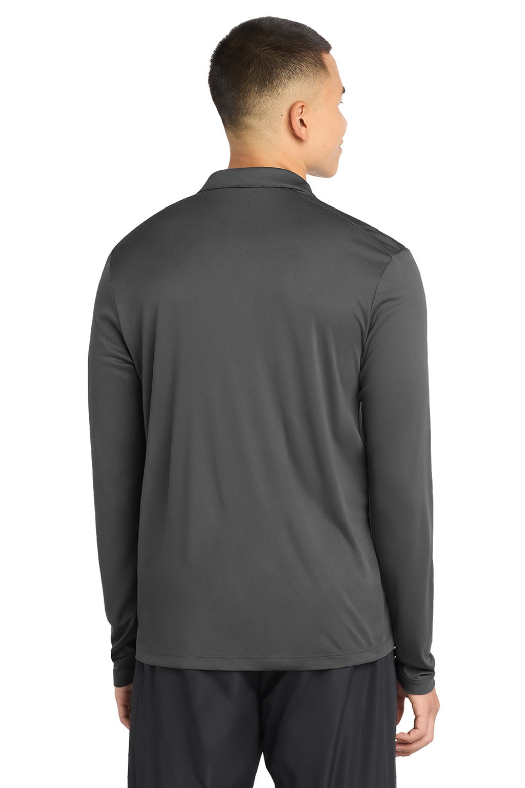 Sport-Tek Mens Moisture Wicking Long Sleeve Polo Shirt - Dark Smoke Grey