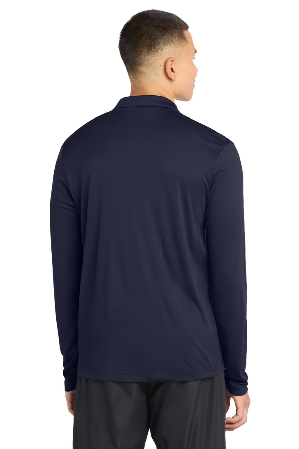 Sport-Tek Mens Moisture Wicking Long Sleeve Polo Shirt - True Navy Blue