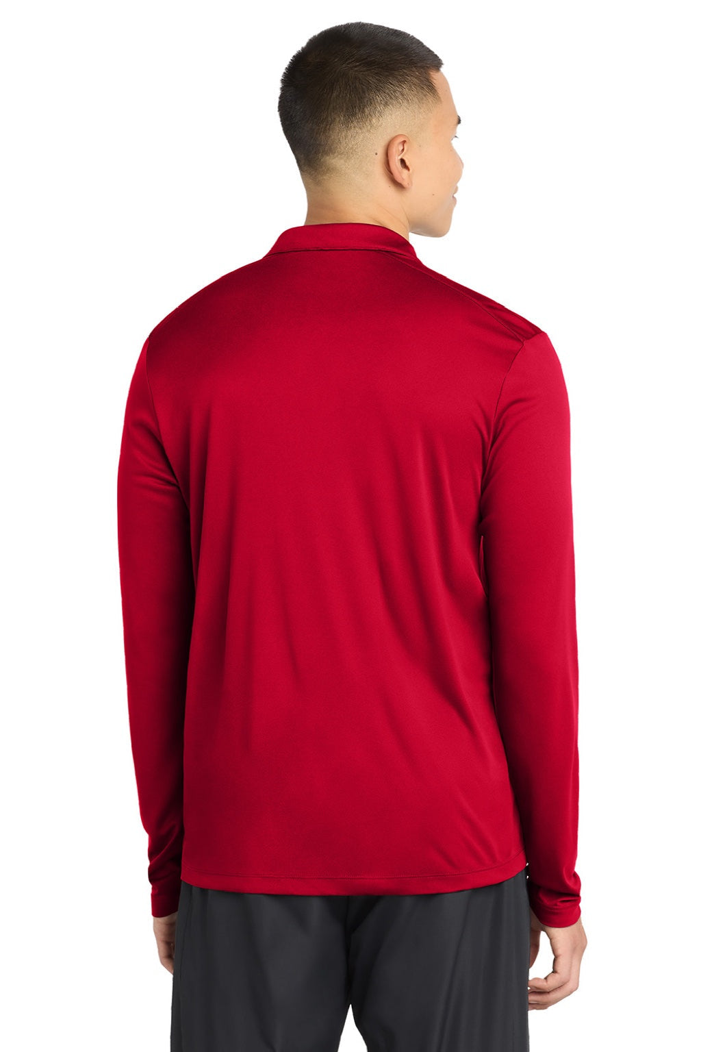 Sport-Tek Mens Moisture Wicking Long Sleeve Polo Shirt - True Red