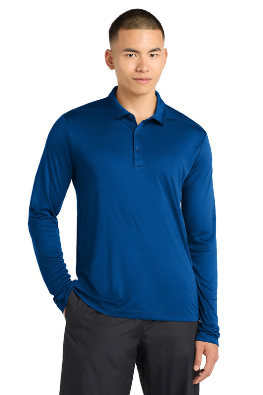 Sport-Tek Mens Moisture Wicking Long Sleeve Polo Shirt - True Royal Blue