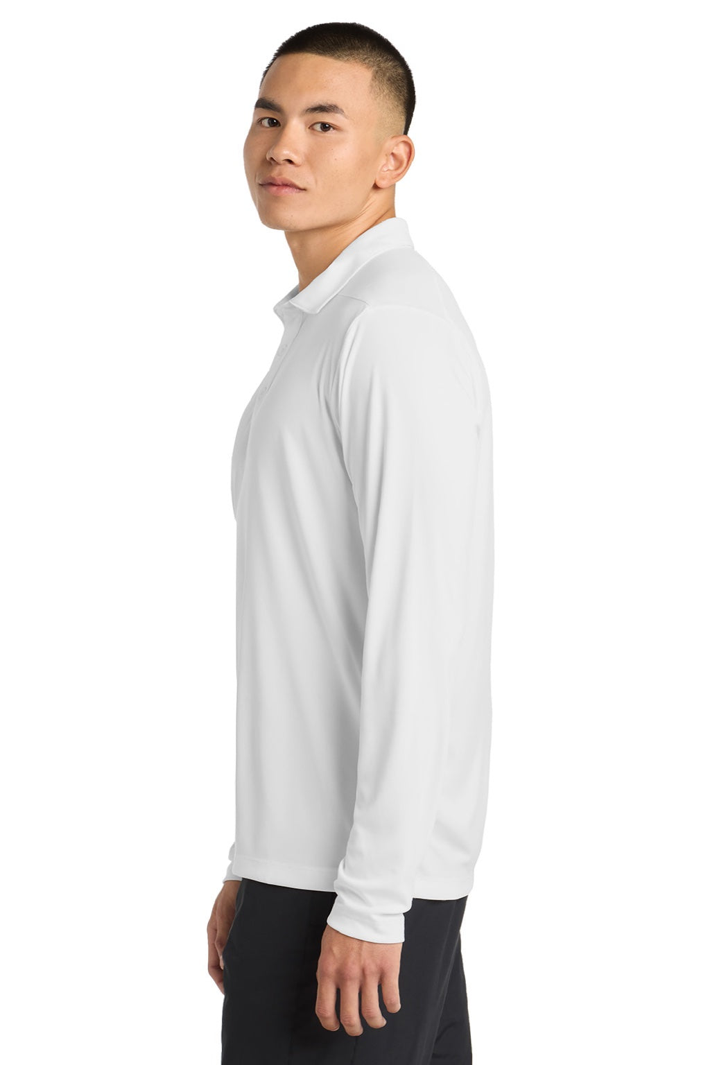 Sport-Tek Mens Moisture Wicking Long Sleeve Polo Shirt - White