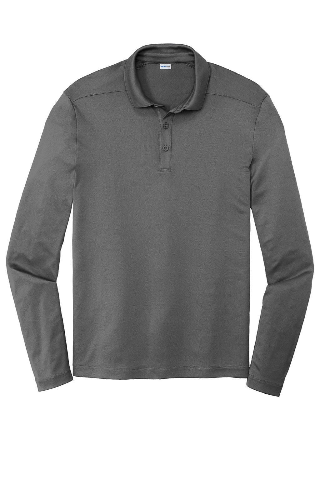 Sport-Tek Mens Moisture Wicking Long Sleeve Polo Shirt - Dark Smoke Grey