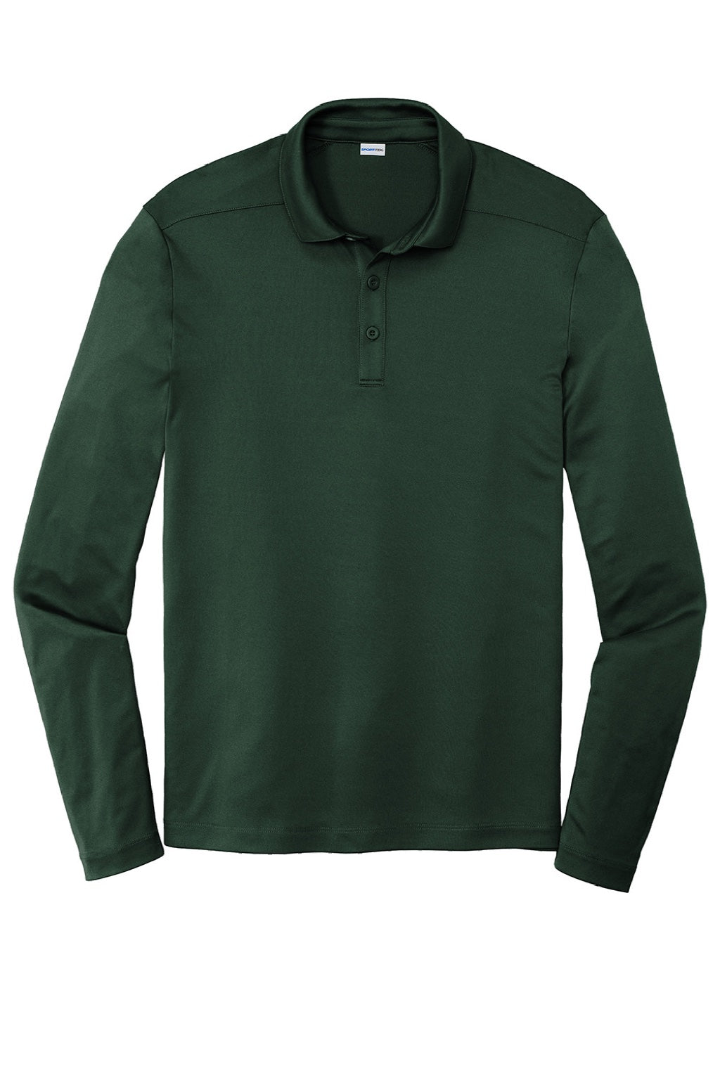 Sport-Tek Mens Moisture Wicking Long Sleeve Polo Shirt - Forest Green
