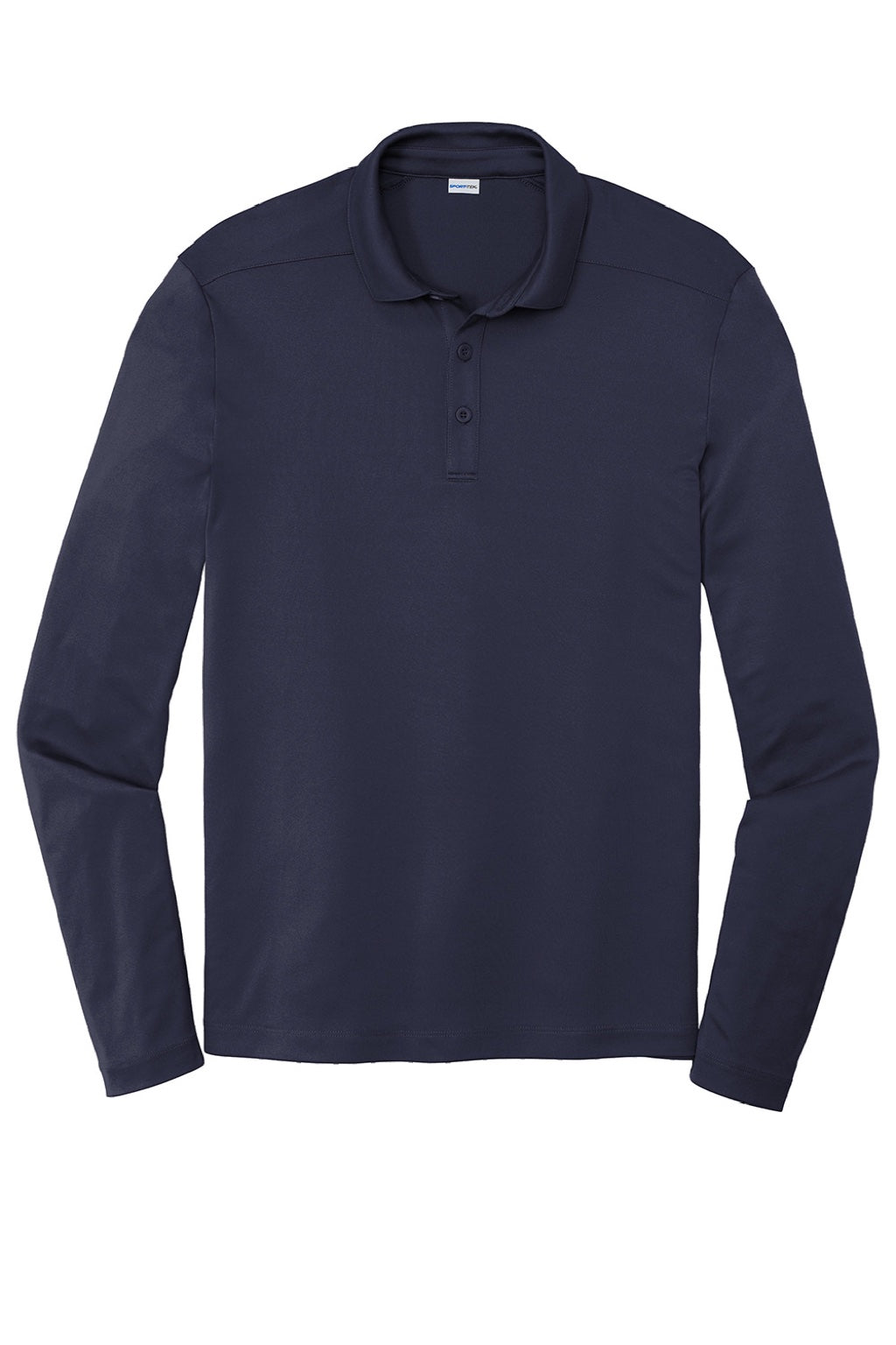 Sport-Tek Mens Moisture Wicking Long Sleeve Polo Shirt - True Navy Blue