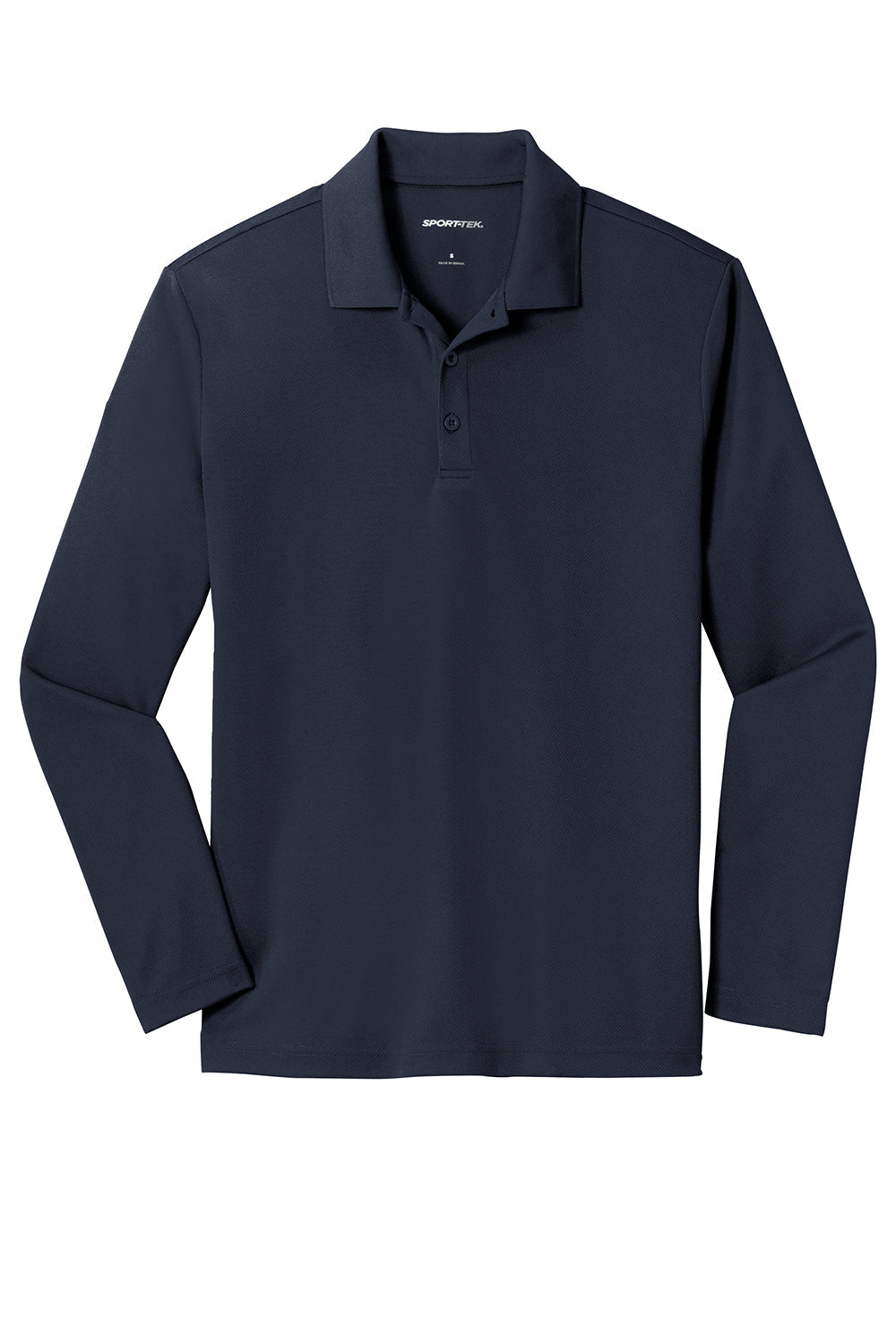 Sport-Tek Mens RacerMesh Moisture Wicking Long Sleeve Polo Shirt - True Navy Blue