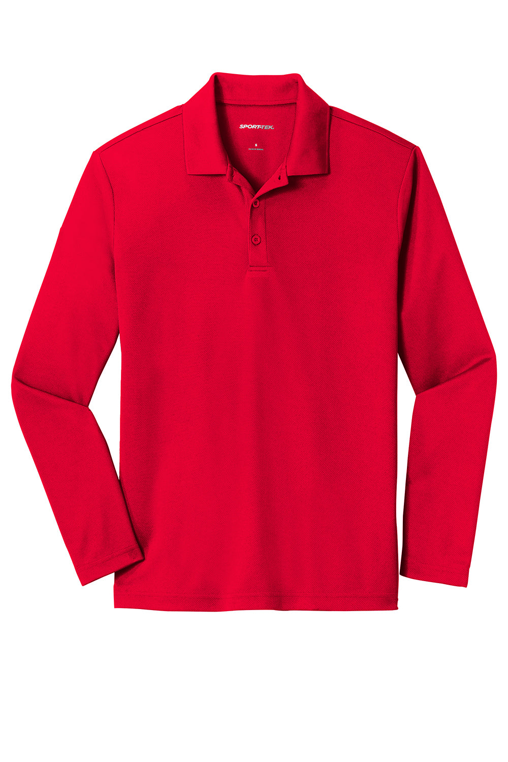 Sport-Tek Mens RacerMesh Moisture Wicking Long Sleeve Polo Shirt - True Red