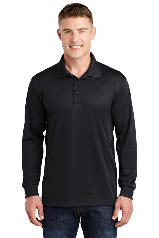 Sport-Tek Mens Sport-Wick Moisture Wicking Long Sleeve Polo Shirt - Black