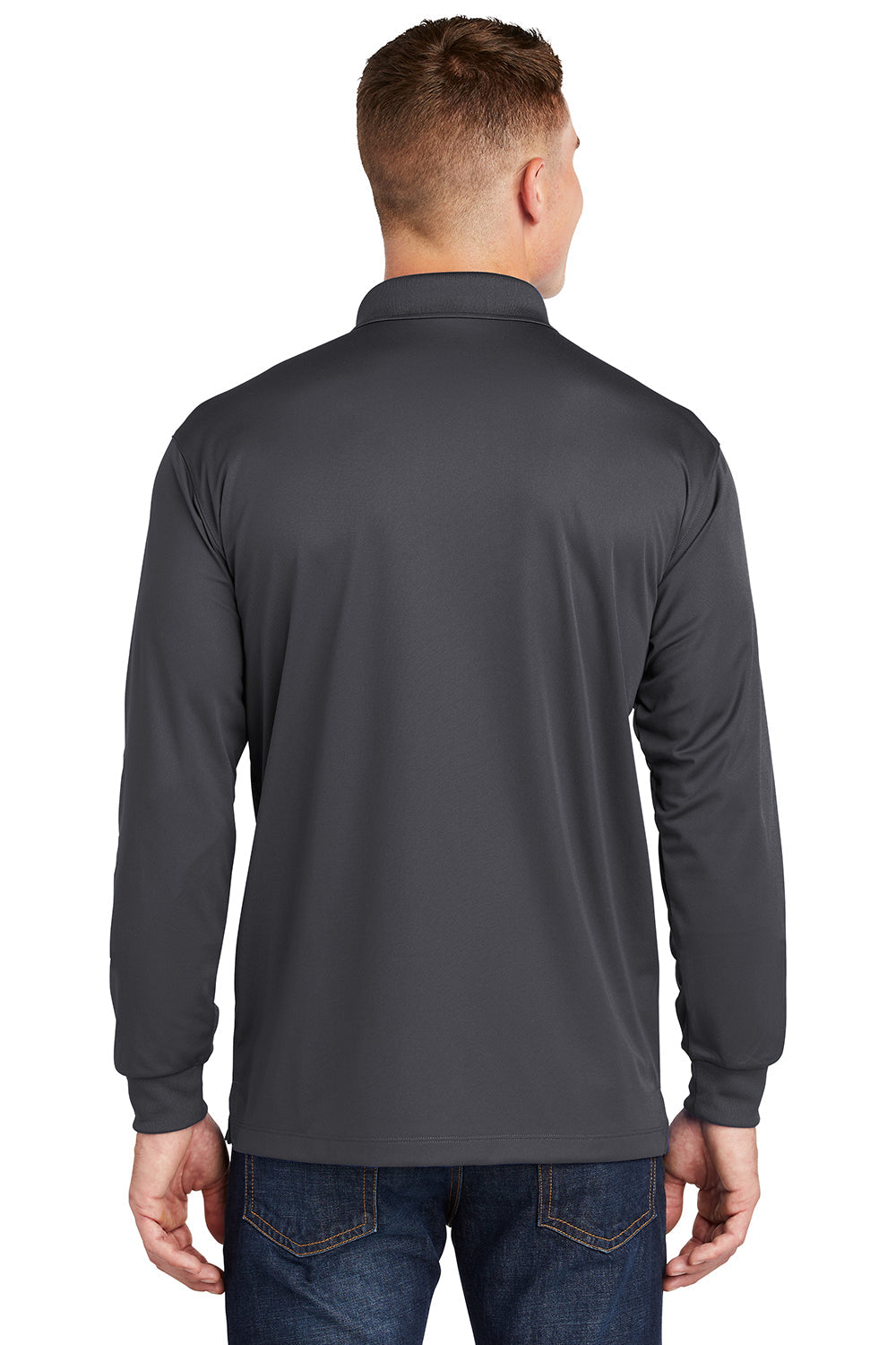 Sport-Tek Mens Sport-Wick Moisture Wicking Long Sleeve Polo Shirt - Iron Grey