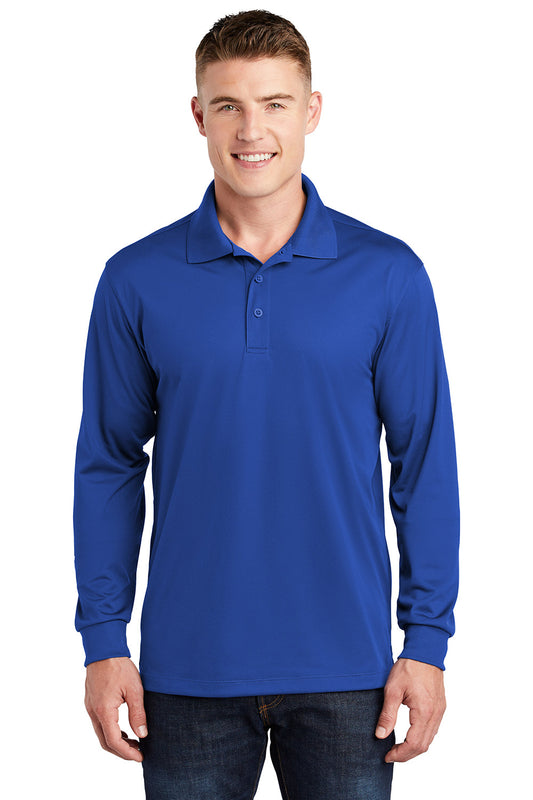 Sport-Tek Mens Sport-Wick Moisture Wicking Long Sleeve Polo Shirt - True Royal Blue