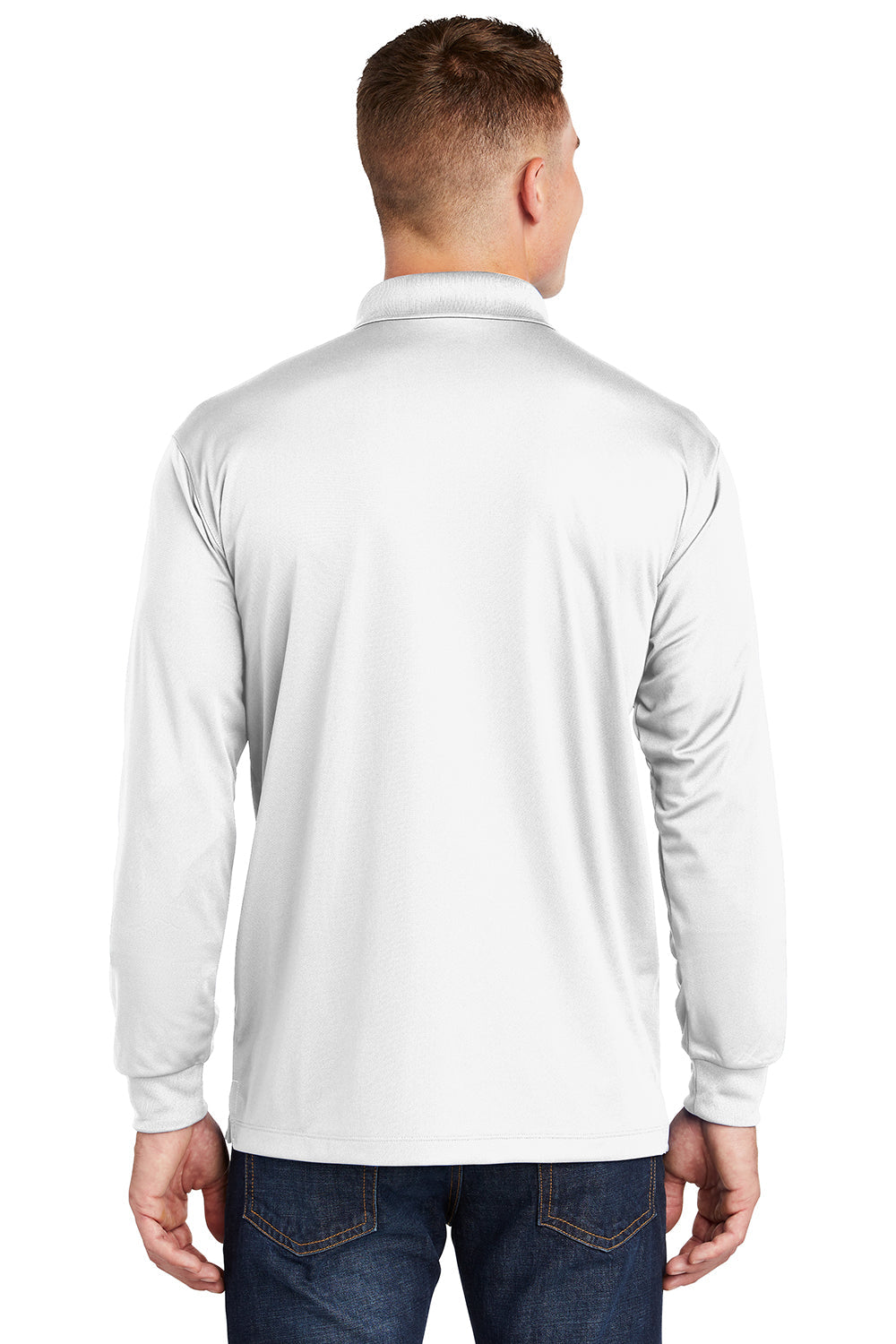 Sport-Tek Mens Sport-Wick Moisture Wicking Long Sleeve Polo Shirt - White