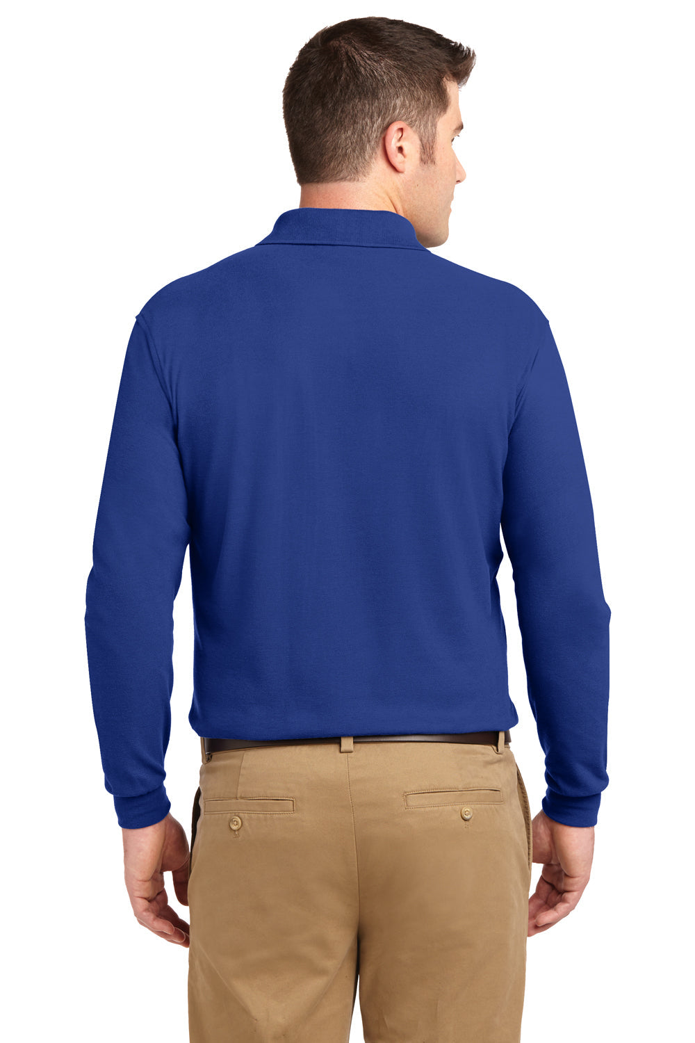 Mens Silk Touch Wrinkle Resistant Long Sleeve Polo Shirt - Royal Blue
