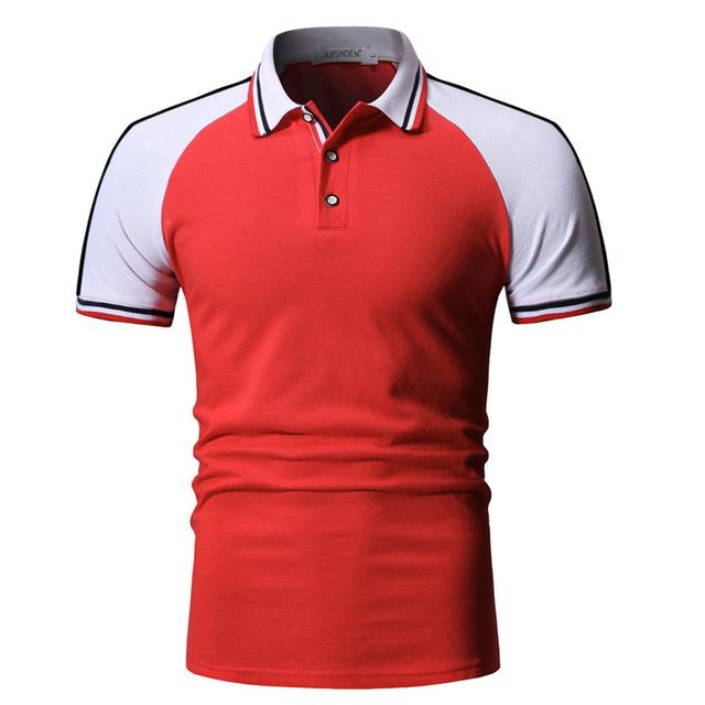 Mens Patchwork Slim Fit Short Sleeve