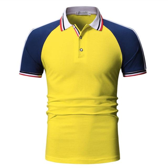 Mens Patchwork Slim Fit Short Sleeve