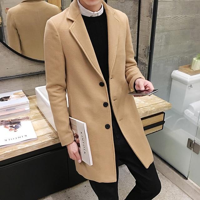 New Winter Woolen Coat Men Leisure Long Sections Woolen Coats
