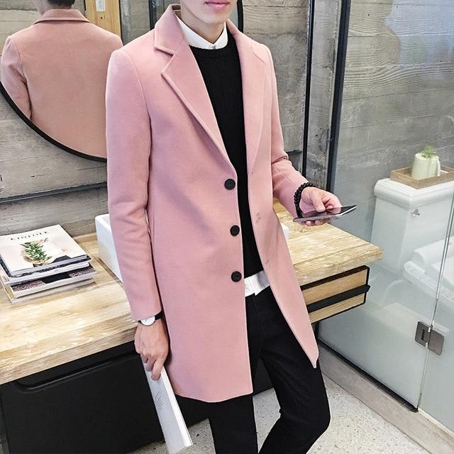 New Winter Woolen Coat Men Leisure Long Sections Woolen Coats