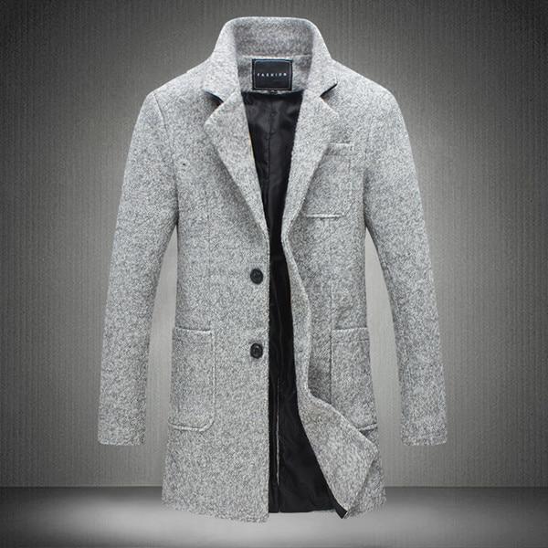 New Winter Woolen Coat Men Leisure Long Sections Woolen Coats