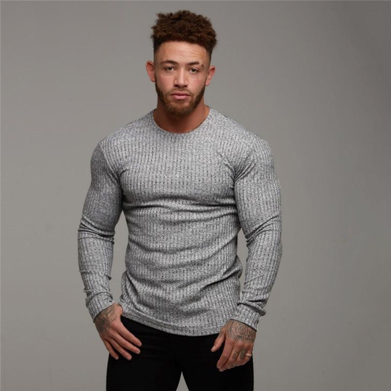 Autumn Fashion Men's T-shirt Sweater O-Neck Slim