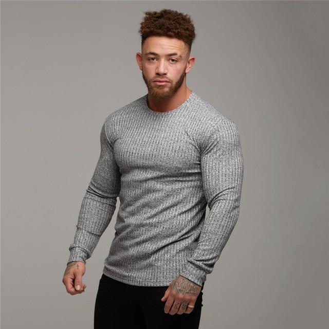 Autumn Fashion Men's T-shirt Sweater O-Neck Slim